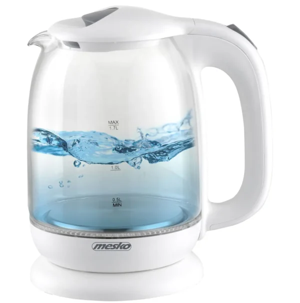 Mesko MS1302W 1.7L Glass Kettle, 2200W, White