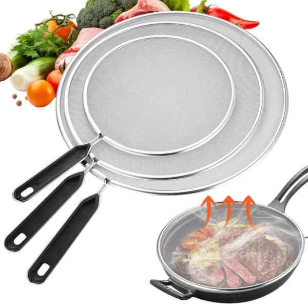 304 Stainless Steel Splatter Screen Set, 3 Sizes