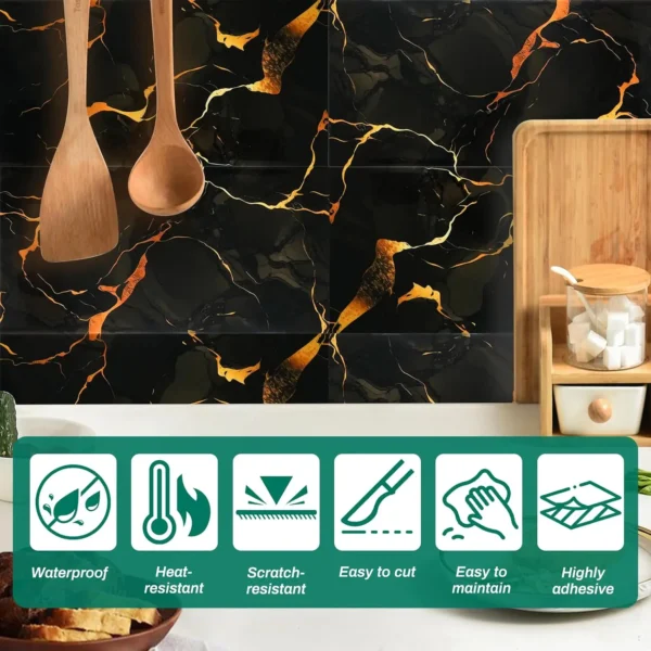 Marble Peel and Stick PVC Shower Tiles 10pcs