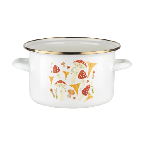 Sb65d3c51b6e544338fa5e0fa95e7ff6dE.webp Enamelled Pot with Mushroom Pattern, 20 cm, 3.75 L