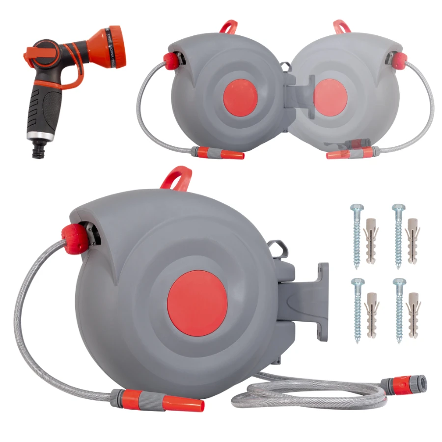 30 m Garden Pipe Winder with 9-Jet Nozzle