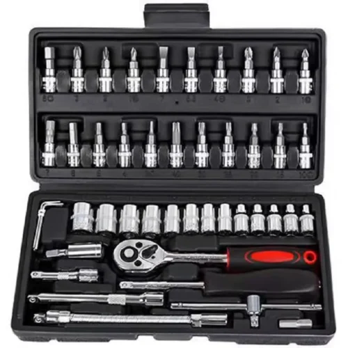 46-Piece 1/4" Drive Ratchet Socket Set with Case