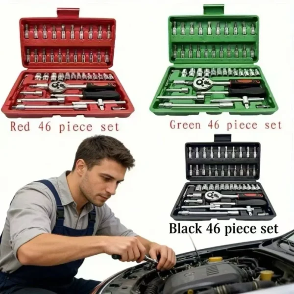 46-Piece 1/4" Drive Ratchet Socket Set with Case