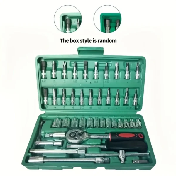 46-Piece 1/4" Drive Ratchet Socket Set with Case