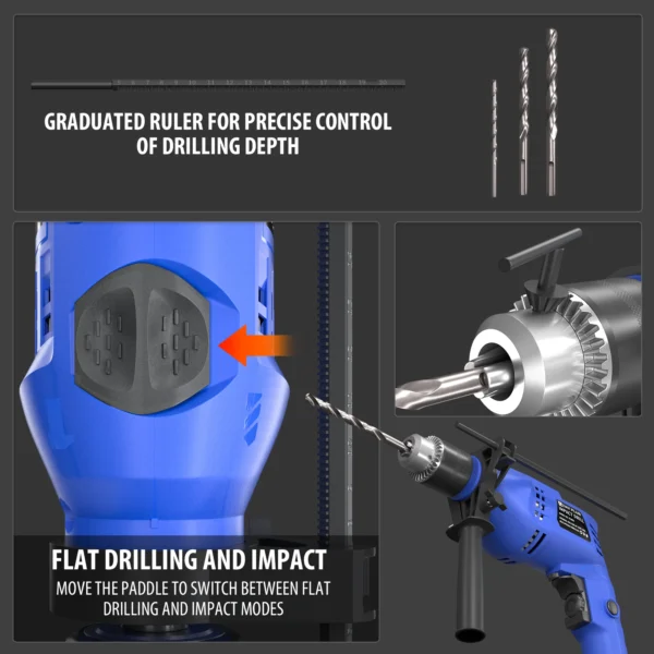 850W Rotary Hammer Drill, 2-in-1, Variable Speed