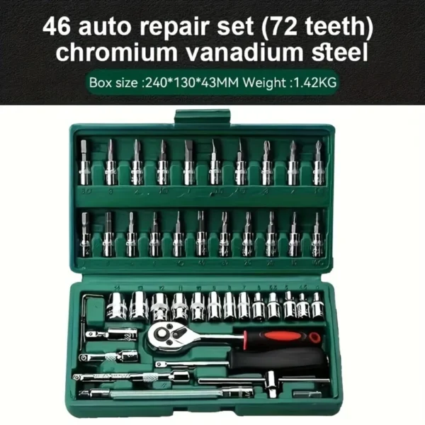46-Piece 1/4" Drive Ratchet Socket Set with Case