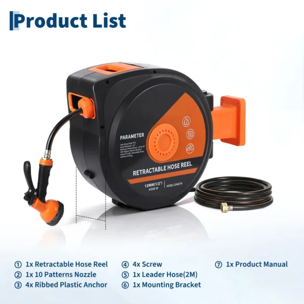 S01316056183d45cf9a54edab219224abz.webp Retractable Garden Hose Reel 1/2 Inch