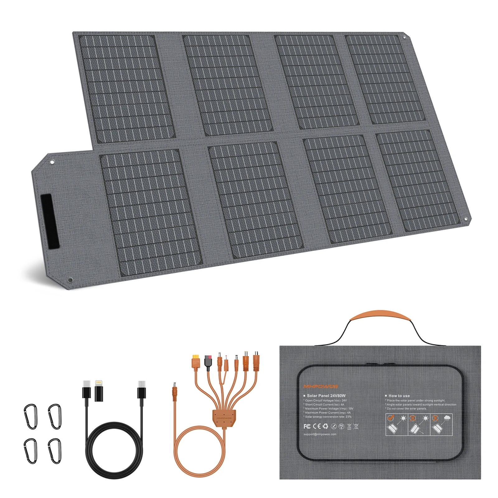 80W Foldable Solar Panel, Portable Power Supply