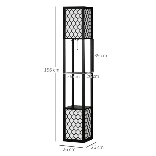 S2b4a183263e0476e9f0469c62fe29403c.webp Floor Lamp with 2 Shelves, E27, Black