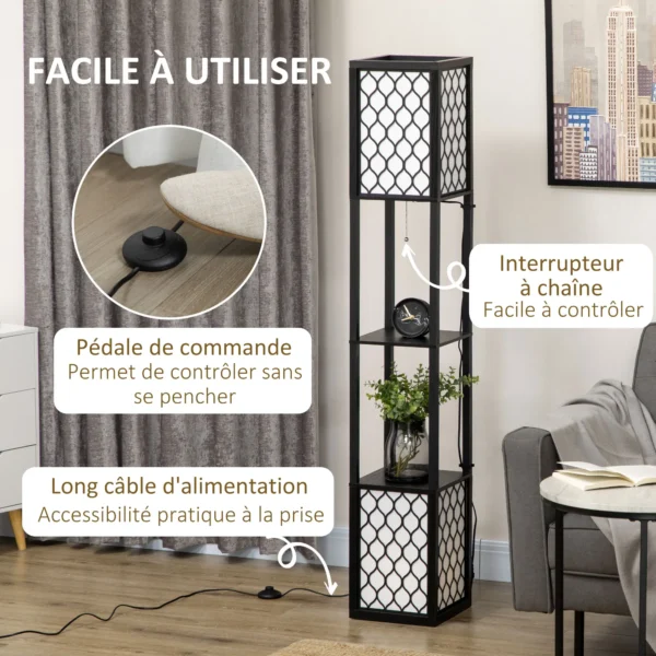 S2cd5c77ffe7541cc90e5a0de63ddbf29n.webp Floor Lamp with 2 Shelves, E27, Black