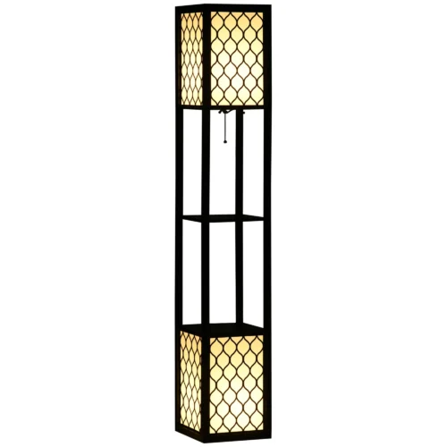 S2fd05c1b5374486794f7ff7bc6ada8dce.webp Floor Lamp with 2 Shelves, E27, Black