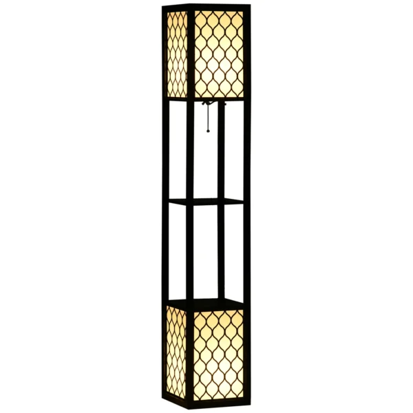 S2fd05c1b5374486794f7ff7bc6ada8dce.webp Floor Lamp with 2 Shelves, E27, Black