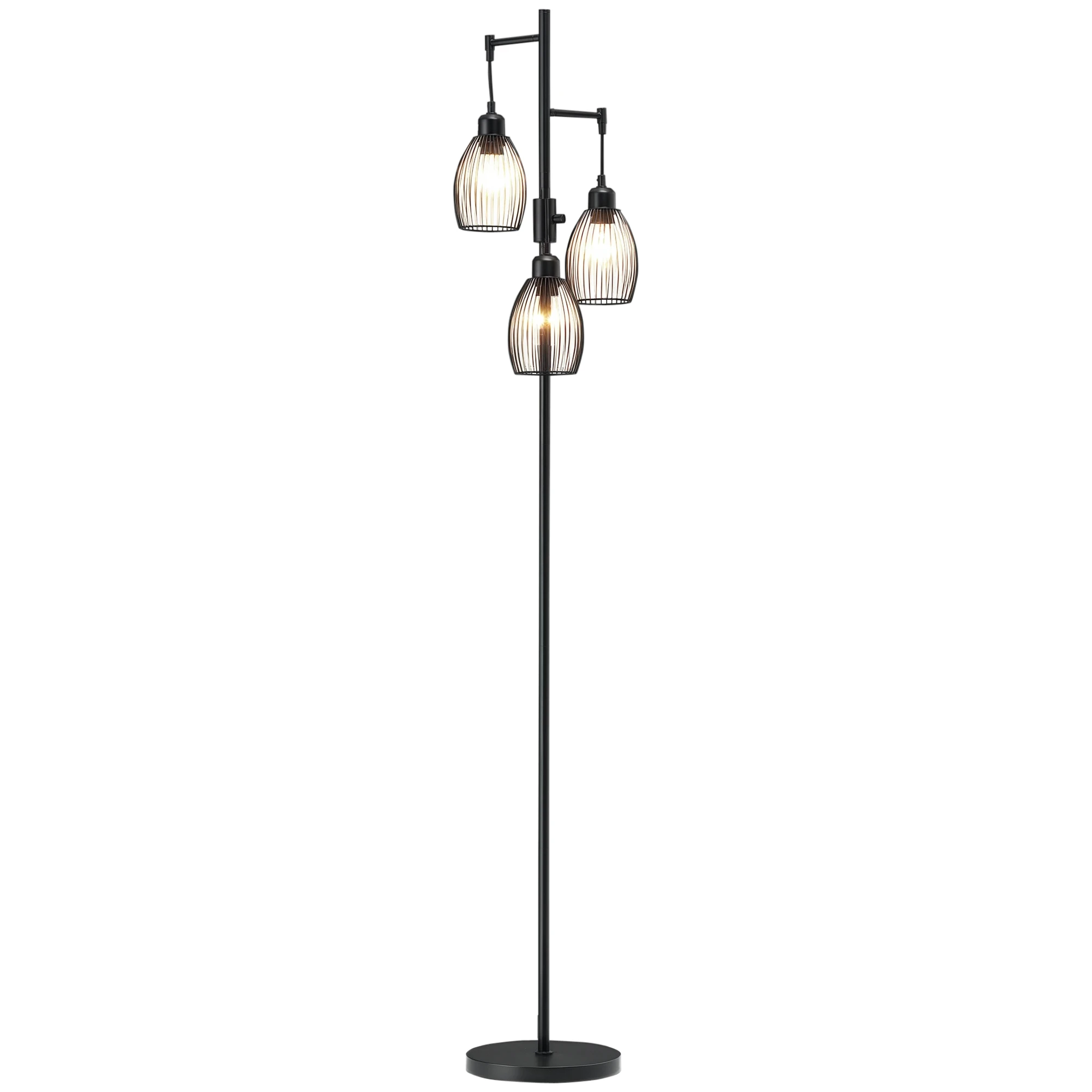 S7d6fefa314d84fdda73be3d43f8e828dt.webp Industrial Floor Lamp, 3 Metal Shades, 40 W