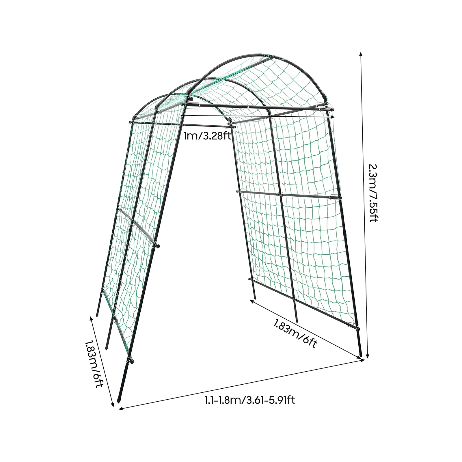 Garden Trellis Arch for Climbing Plants, Black