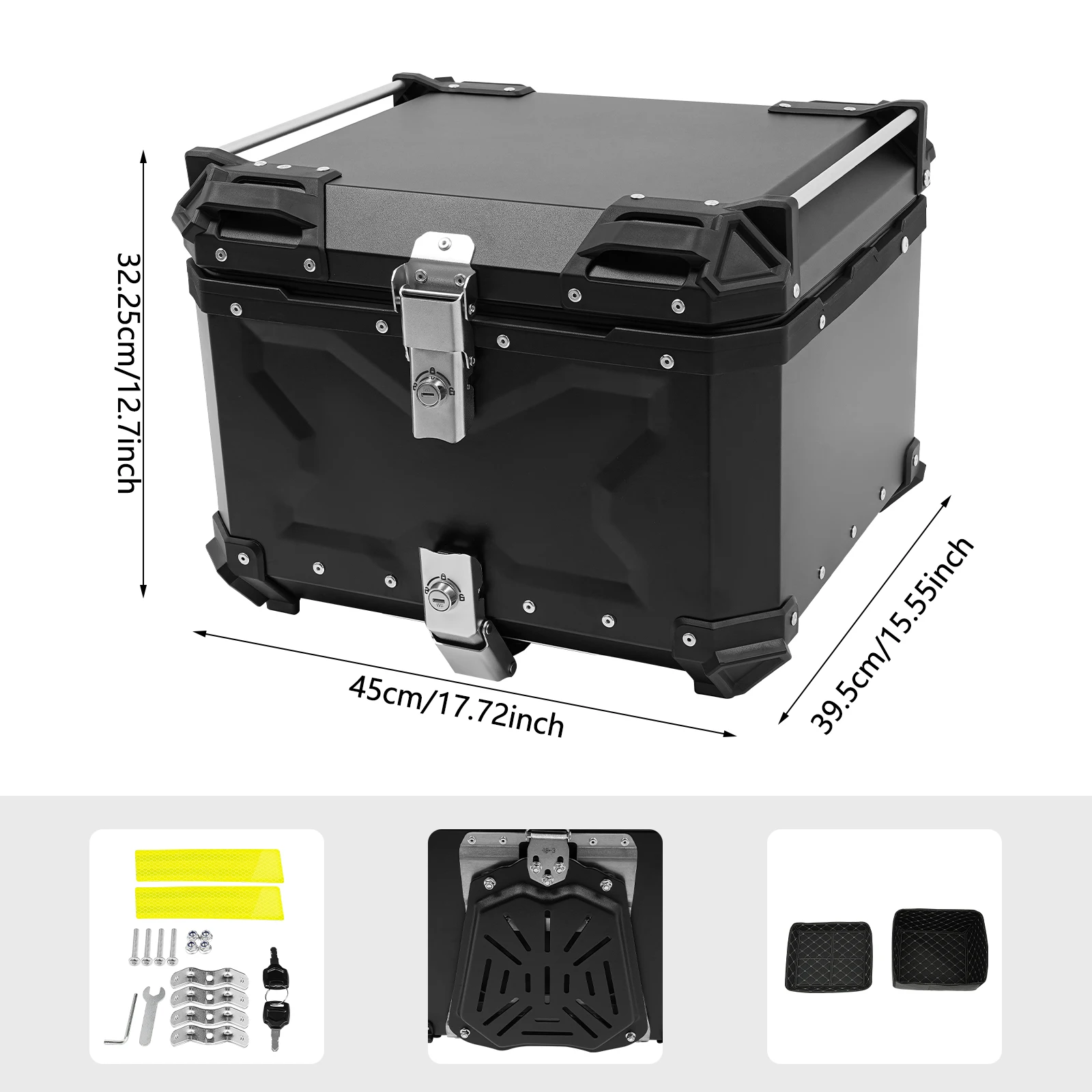 45L/55L/65L Motorcycle Tail Box, Aluminum Alloy