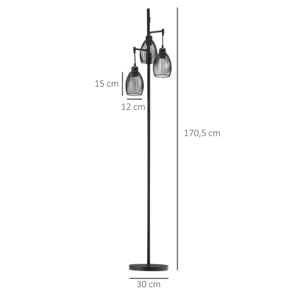 S8d540548114a4178874f397e17a4c42aq.webp Industrial Floor Lamp, 3 Metal Shades, 40 W