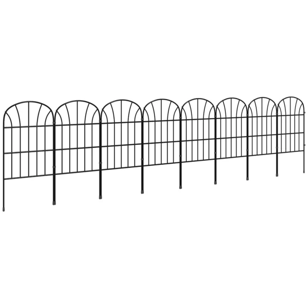 Set of 8 Decorative Garden Fences, Black Metal Edg