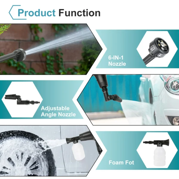 3500W High Pressure Washer Spray Gun 6-in-1