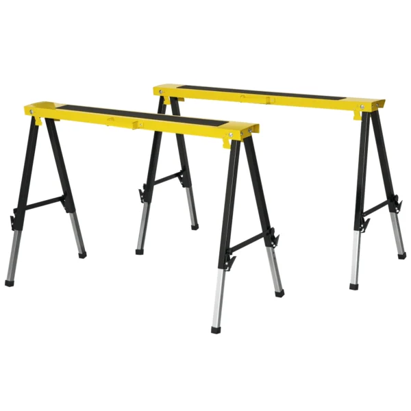 Set of 2 Foldable Telescopic Trestles, Adjustable