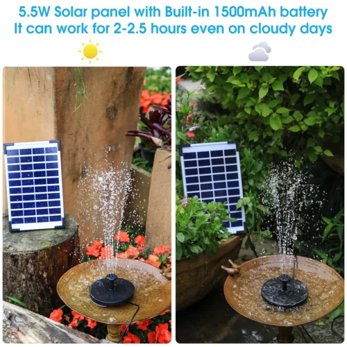 Sf788f08480d849e3b418220c6ff4d7078.webp 5.5W Solar Fountain Pump with 1500mAh Battery